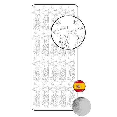 Vaessen creative • adesivo 10x23cm 10pz argento buon natale