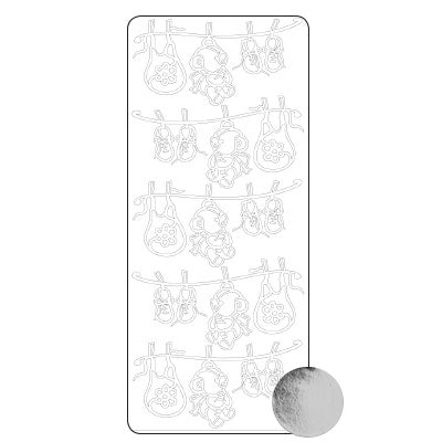 Vaessen creative • adesivo 10x23 cm 10 pezzi argento vari baby