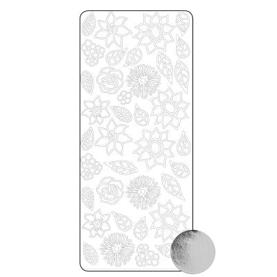 Vaessen creative • adesivo 10x23 cm 10 pezzi di fiori in foglia argento