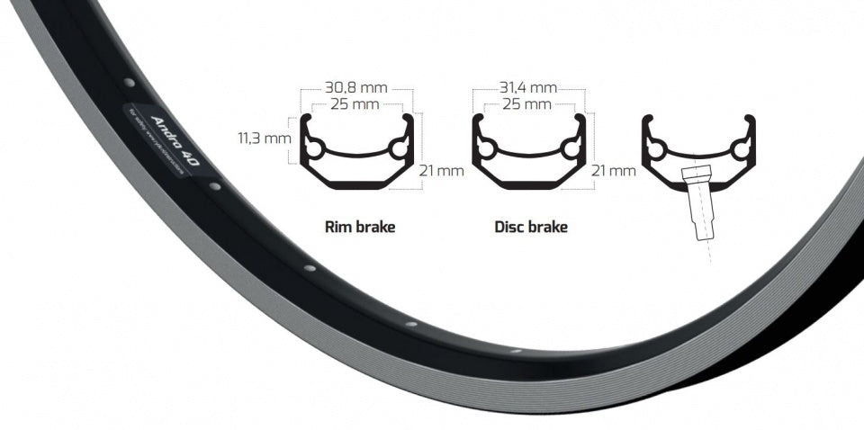 Ryde Velg Andra 40 24 pollici (507) Brano nero 32 fori 14g