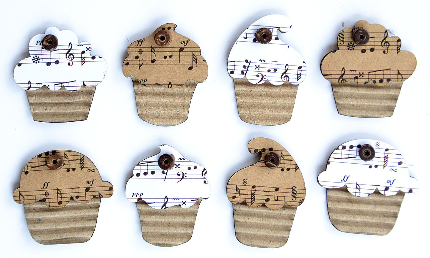 Vaessen creative • elementi creativi cupcakes kraft stampati ondulati 8 pezzi