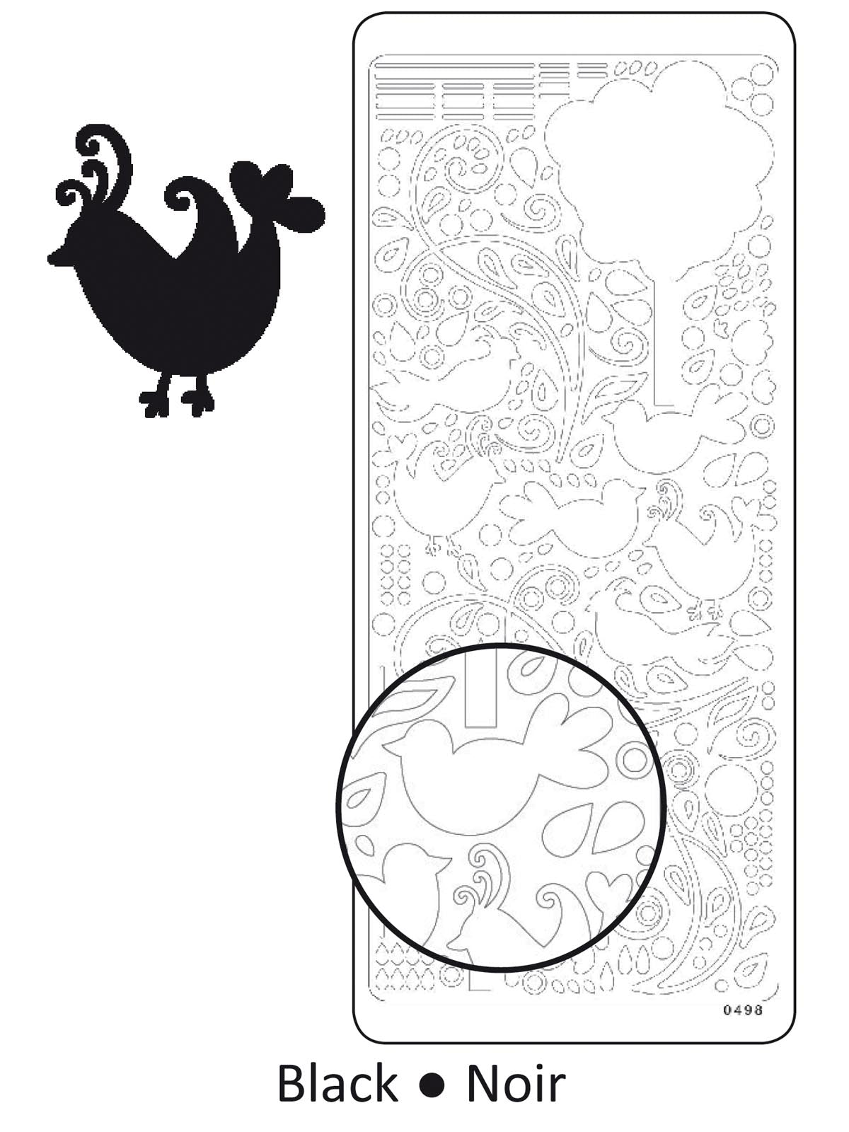 Vaessen creative • adesivo 10x23cm x10 uccelli neri e scarabocchi