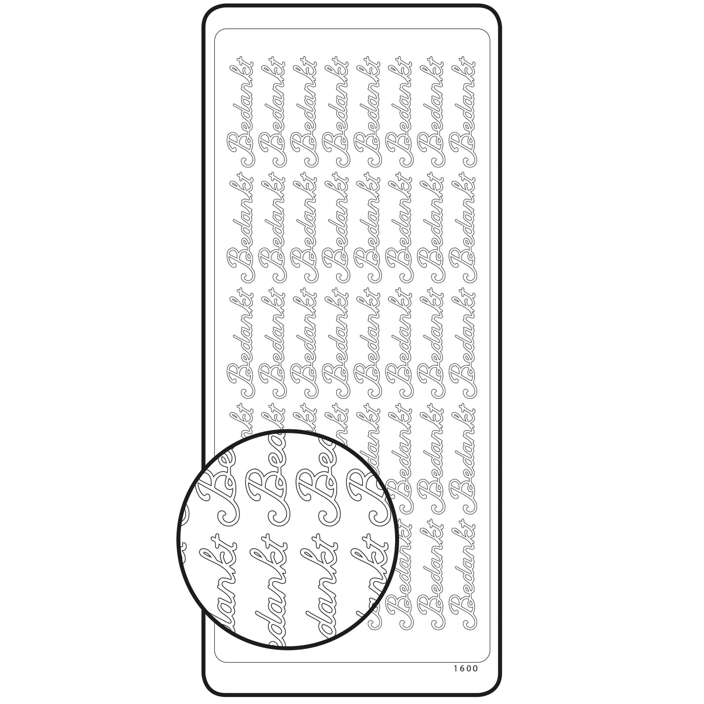 Vaessen creative • adesivo 10x23 cm 10 pezzi argento grazie