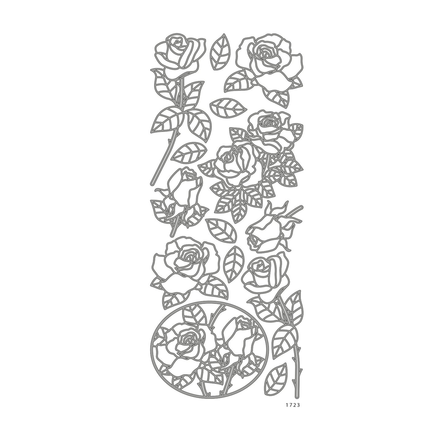 Vaessen creative • adesivo 10x23 cm 10 fiori argento