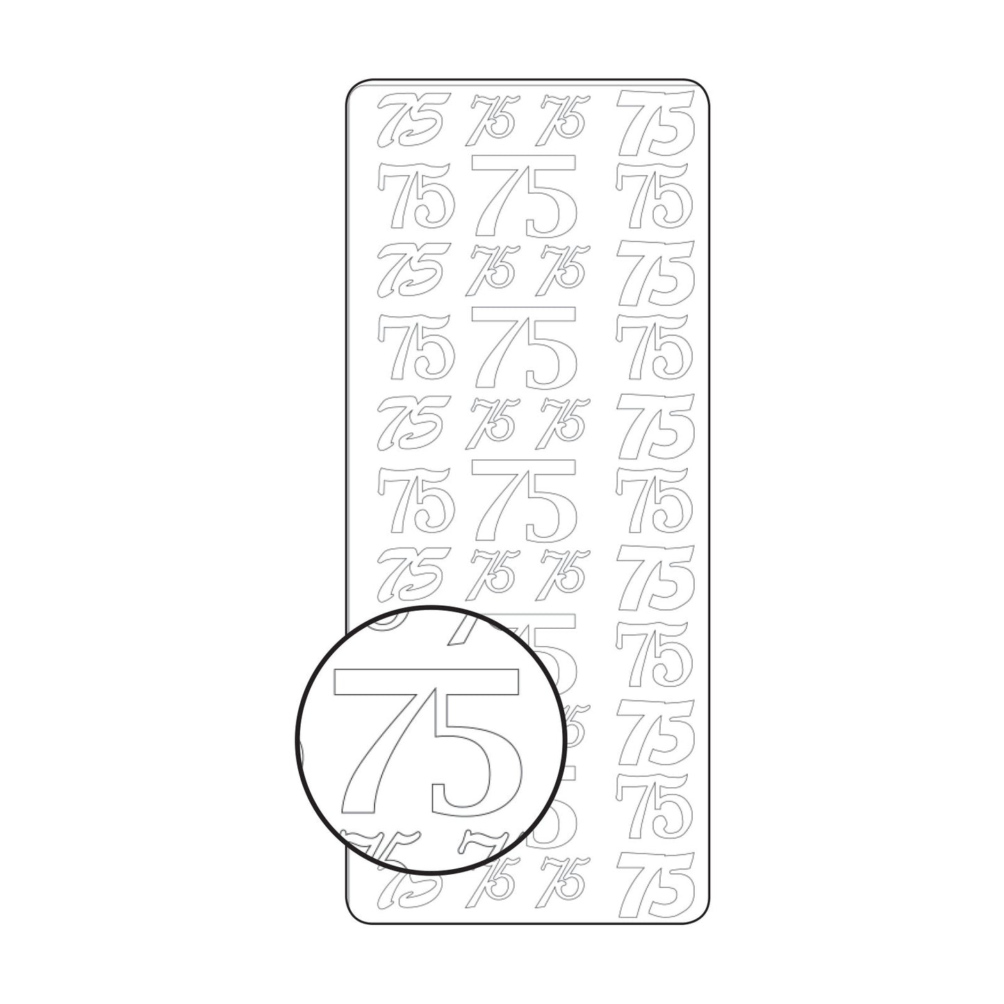 Vaessen creative • adesivo 10x23 cm 10 pezzi argento numero 75