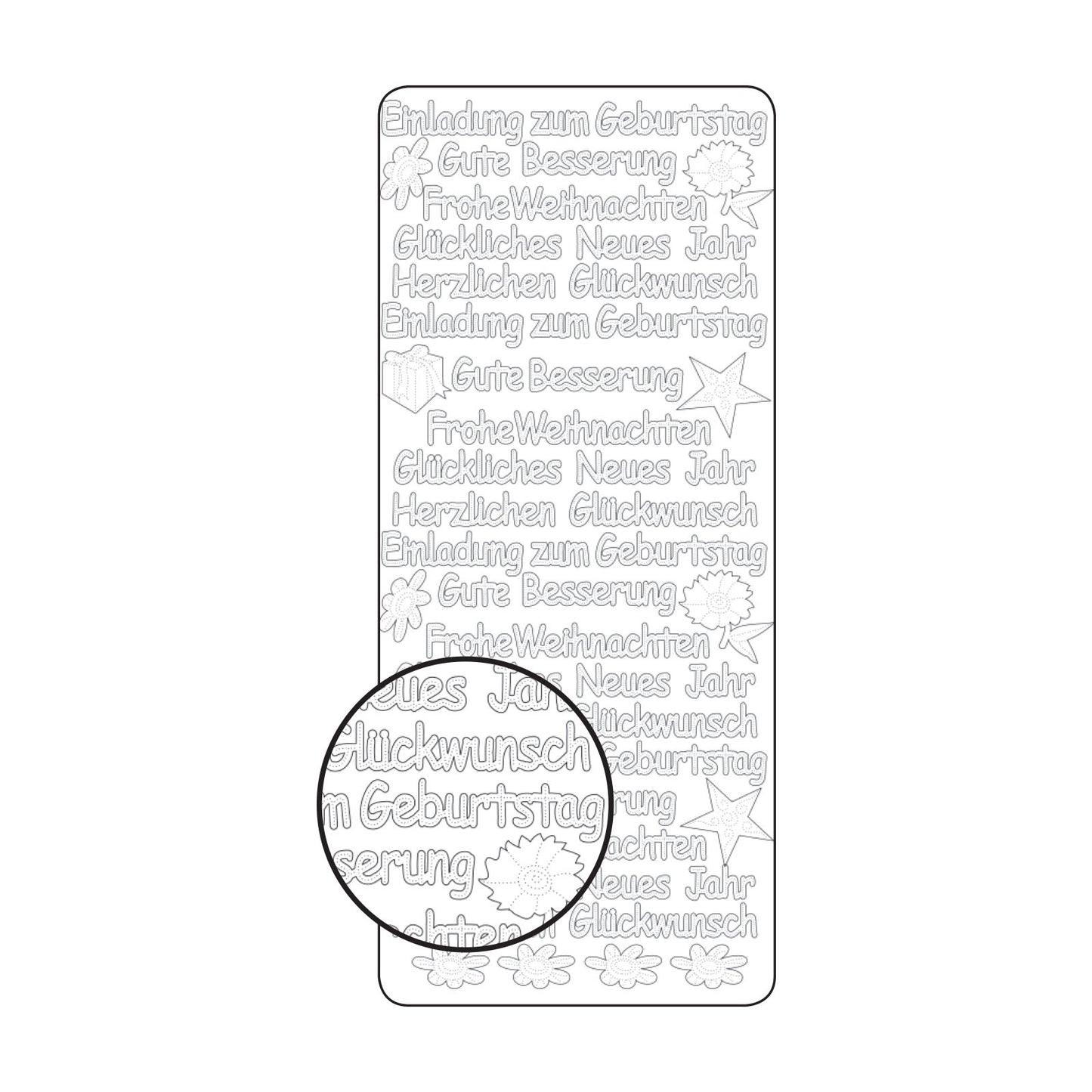 Vaessen creative • pegatina 10x23cm 10ud plata varios textos en alemán