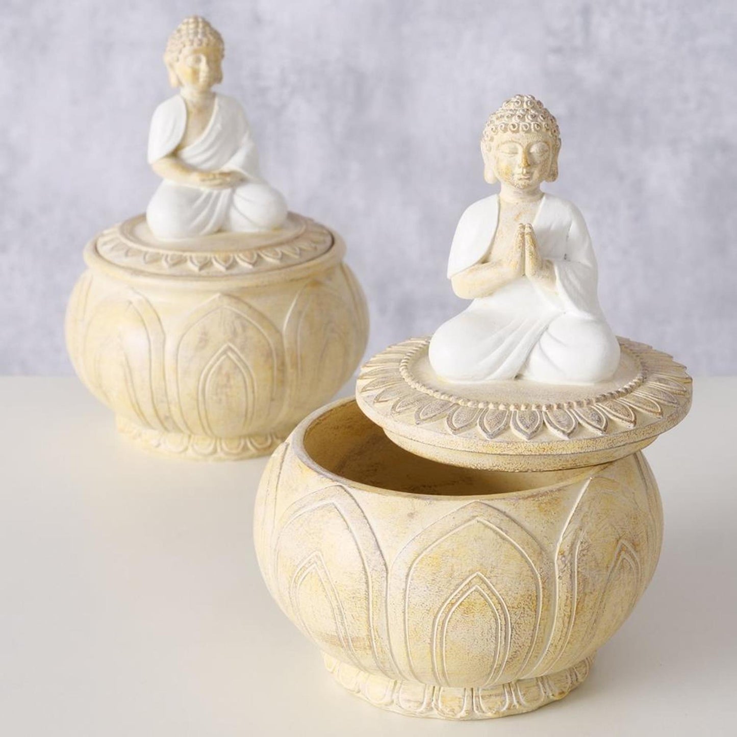 Boltze barattolo portaoggetti domestico Buddah h14 2 assortiti