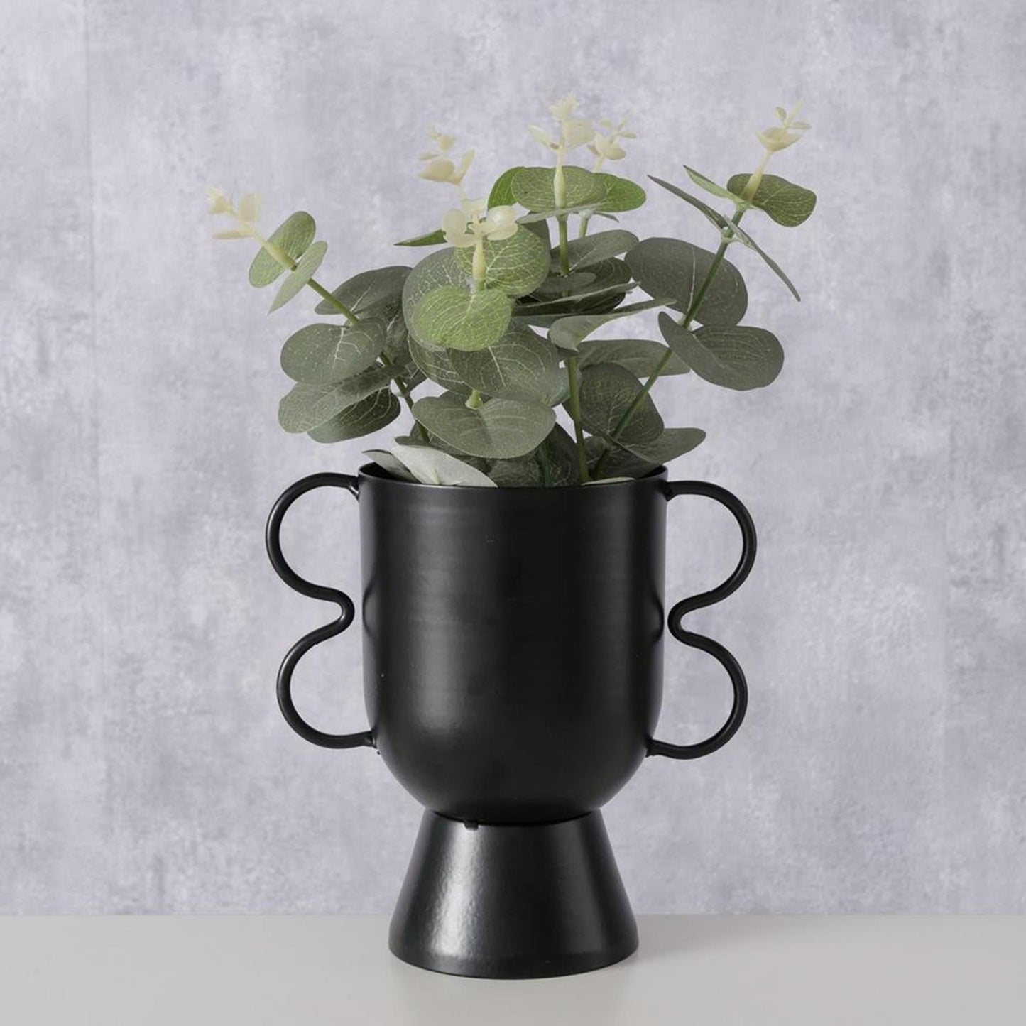 Vaso da fiori Boltze Home h16 in metallo nero opaco