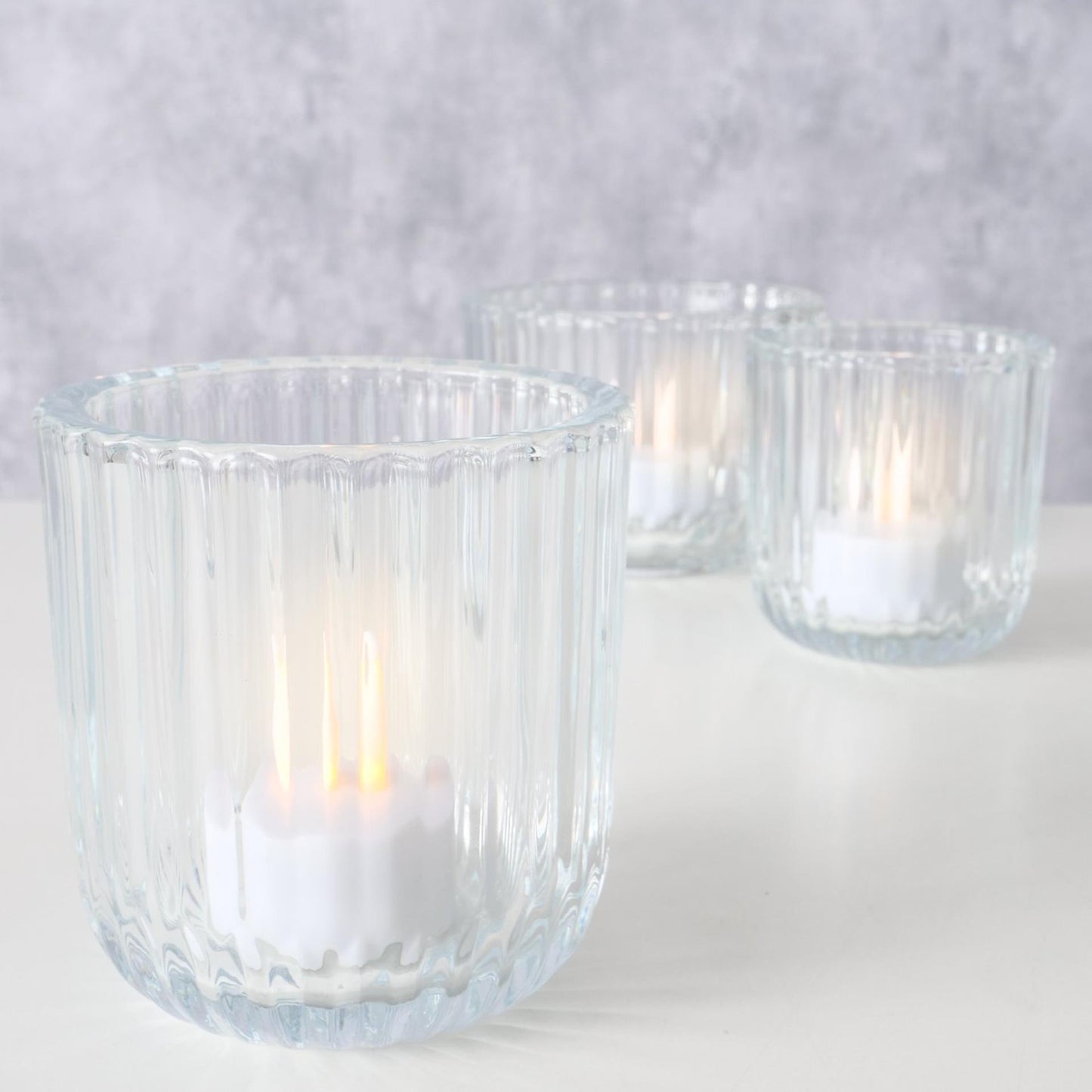 Boltze home portavelas cristal transparente set a 3