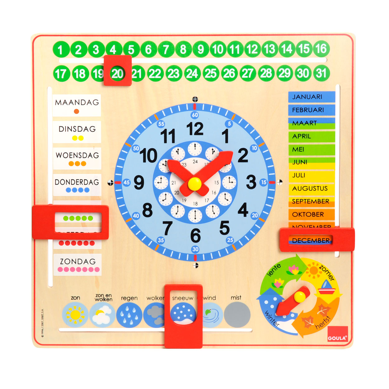 Orologio calendario di legno Goula