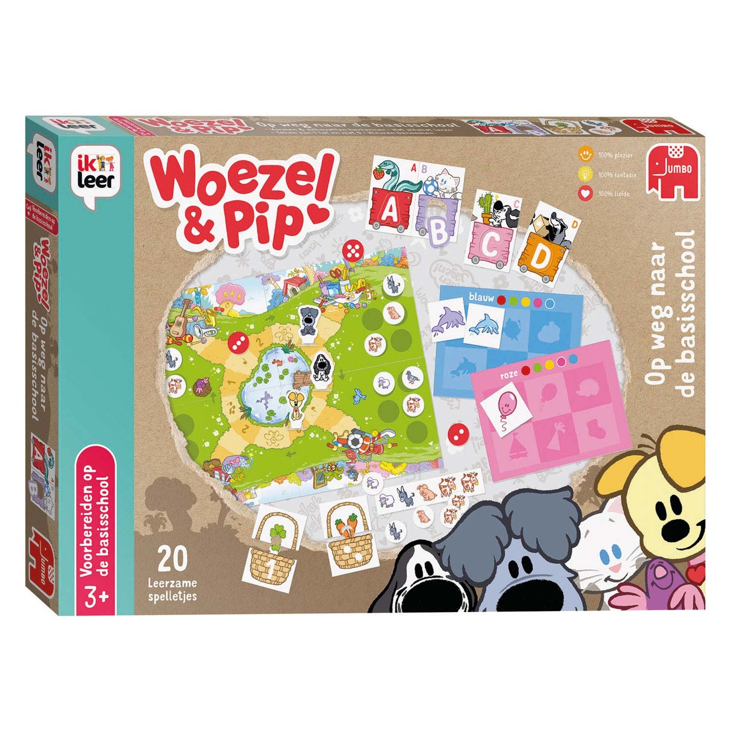Jumbo woezel pip mentre si recava al gioco educativo della scuola elementare