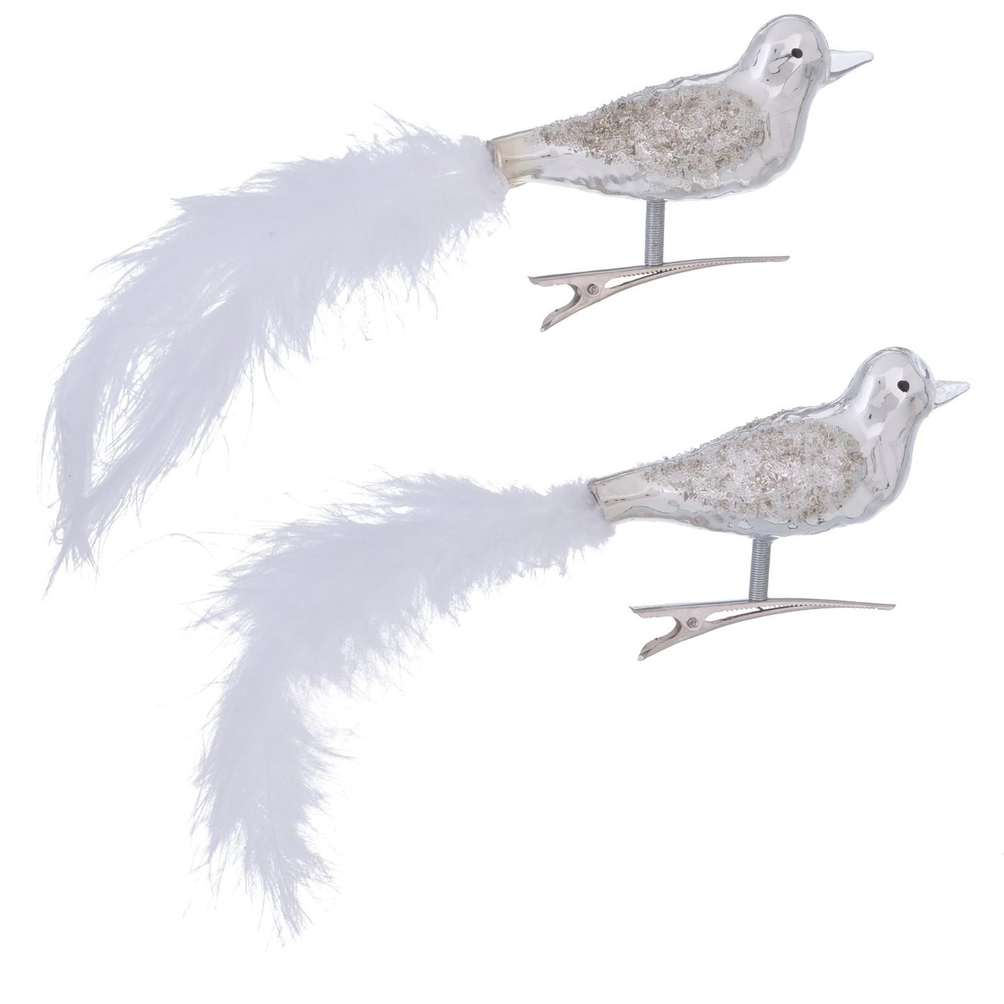 Boltze Home Bird su clip in vetro, set da 2, argento