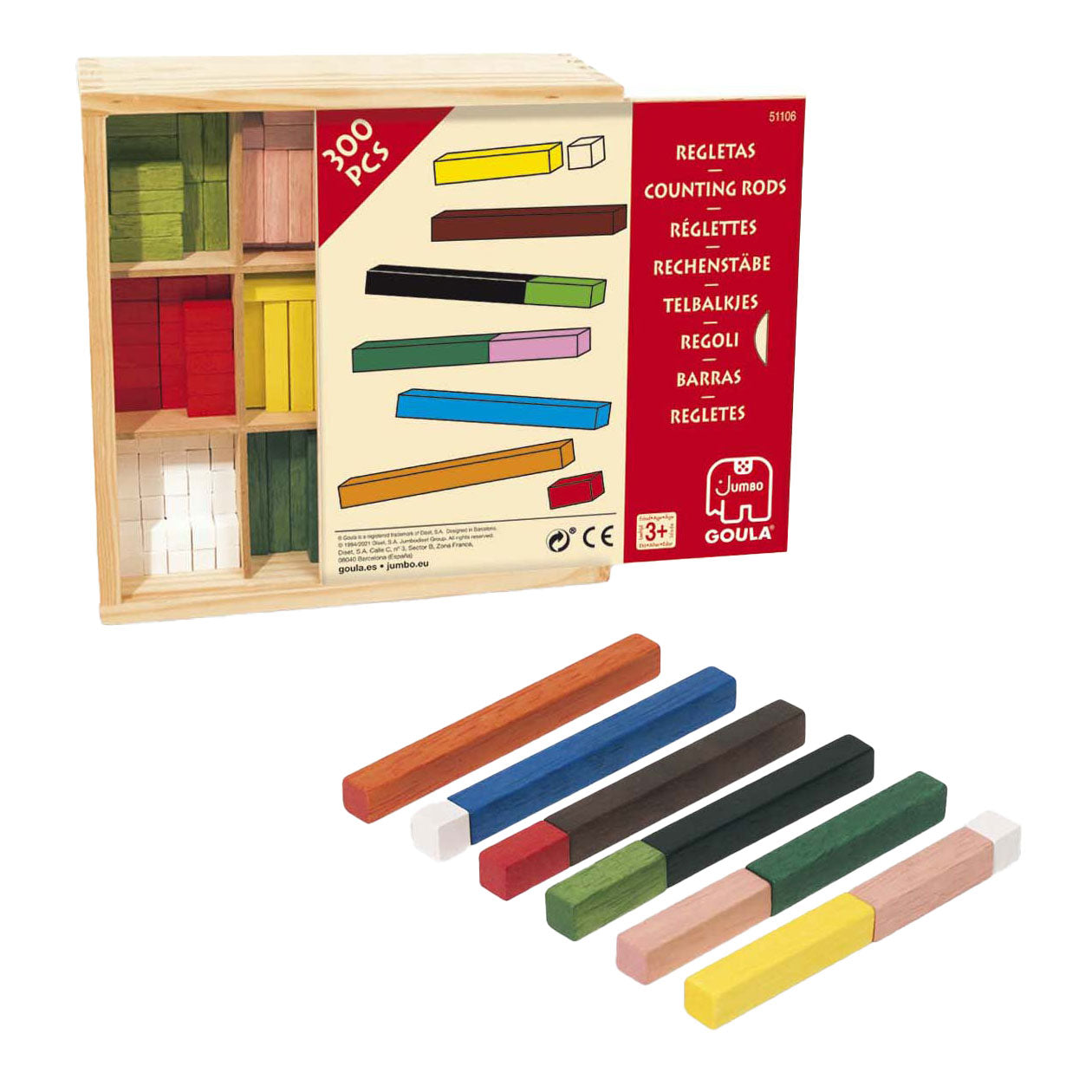 Goula jumbo - palitos de cálculo 10x10 en caja de madera