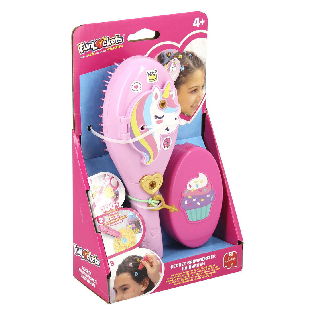 Spazzola per capelli segreta Funlockets con brillantini | 8 pezzi