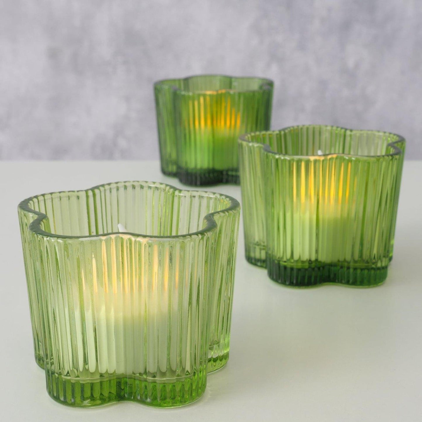 Boltze home portacandela in vetro verde ø7,8xh6cm