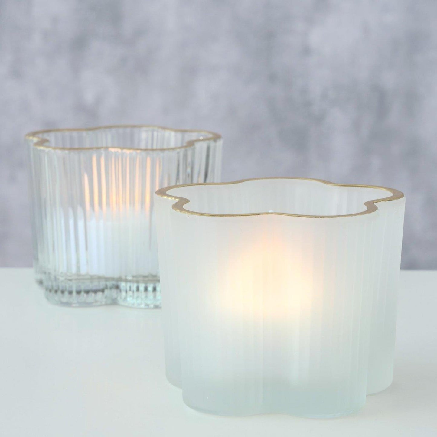 Boltze home portavelas cristal flor ø7,8x6cm