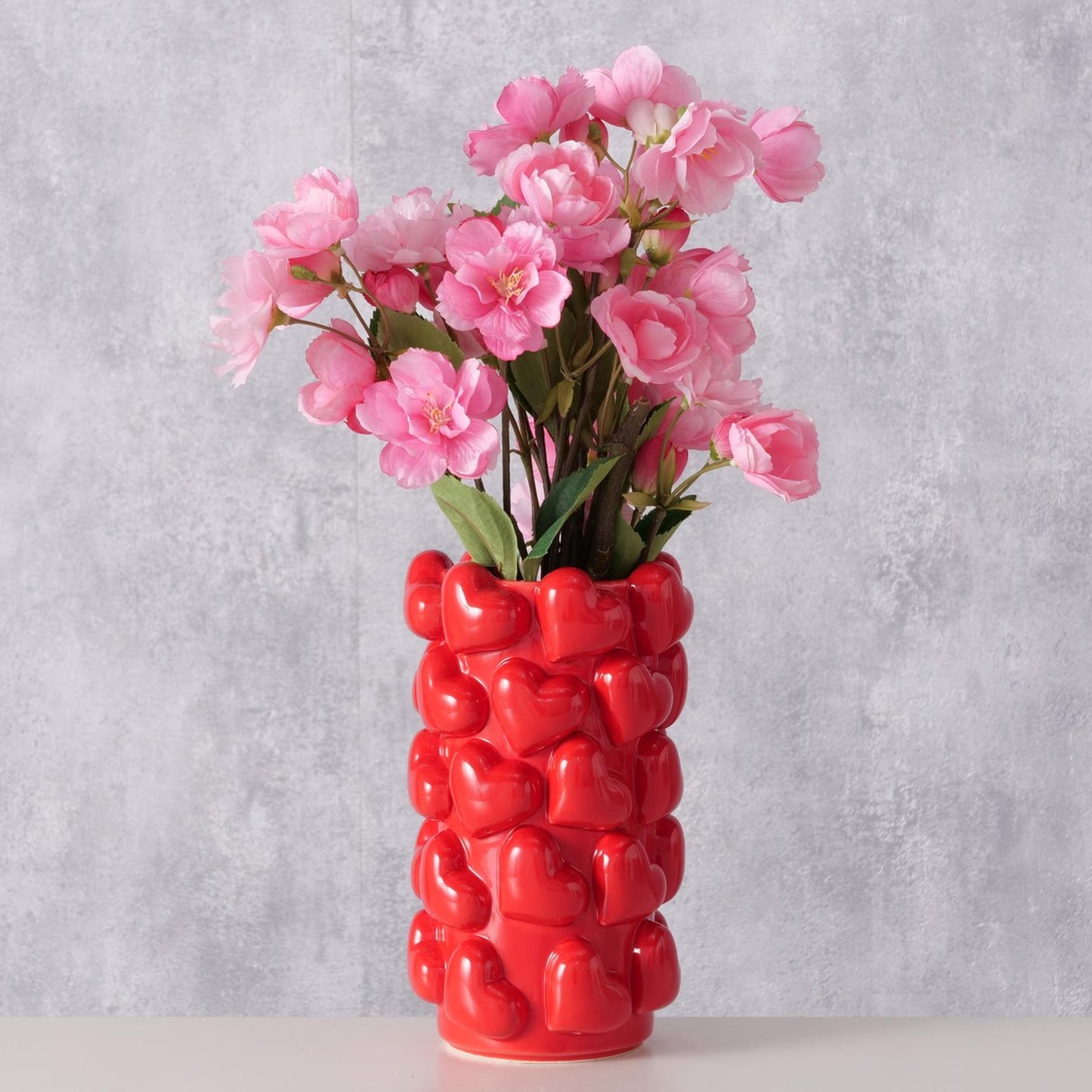Jarrón casero Boltze con corazones h20cm