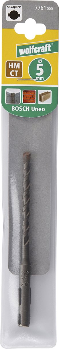 Wolfcraft - punta per calcestruzzo 5 mm - sds rapido - metallo duro per forare il calcestruzzo - lunghezza 100 mm - 7761000