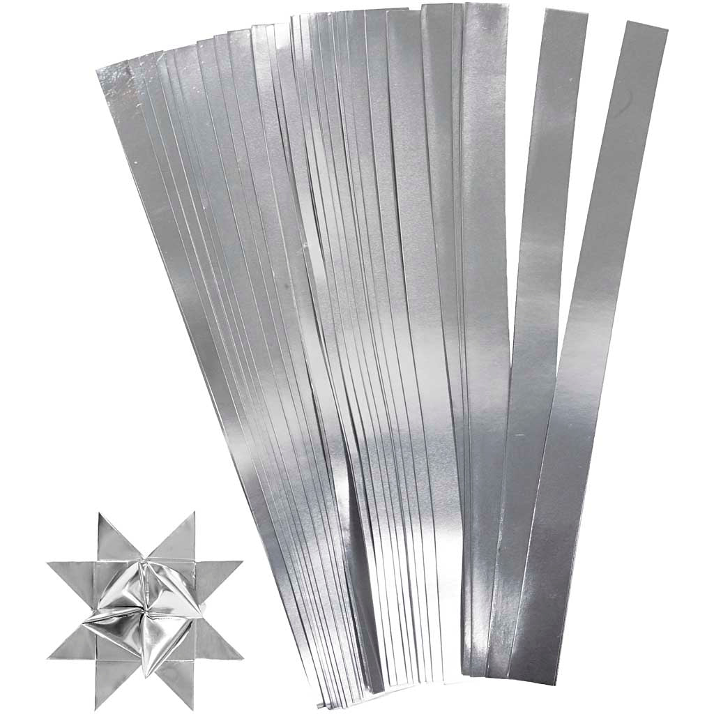 Strisce intrecciate Creativ company, l: 45 cm, d 4,5 cm, l: 10 mm, argento, 100 strisce 1 scatola
