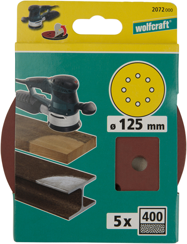 Dischi abrasivi adesivi Wolfcraft | k400 | perforato | ø125mm | 5 pezzi - 2072000