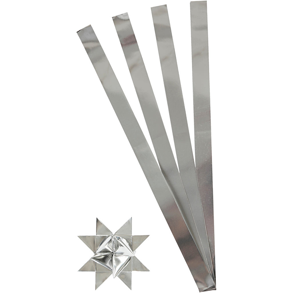 Strisce intrecciate Creativ company, l: 73 cm, d 11,5 cm, l: 25 mm, argento, 100 strisce 1 scatola