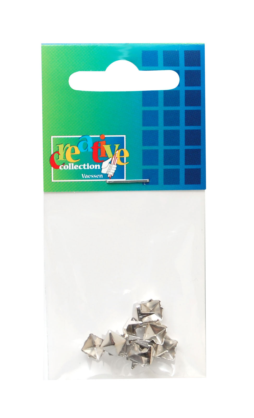 Vaessen creative • borchie quadrate 6 mm 10 pezzi argento