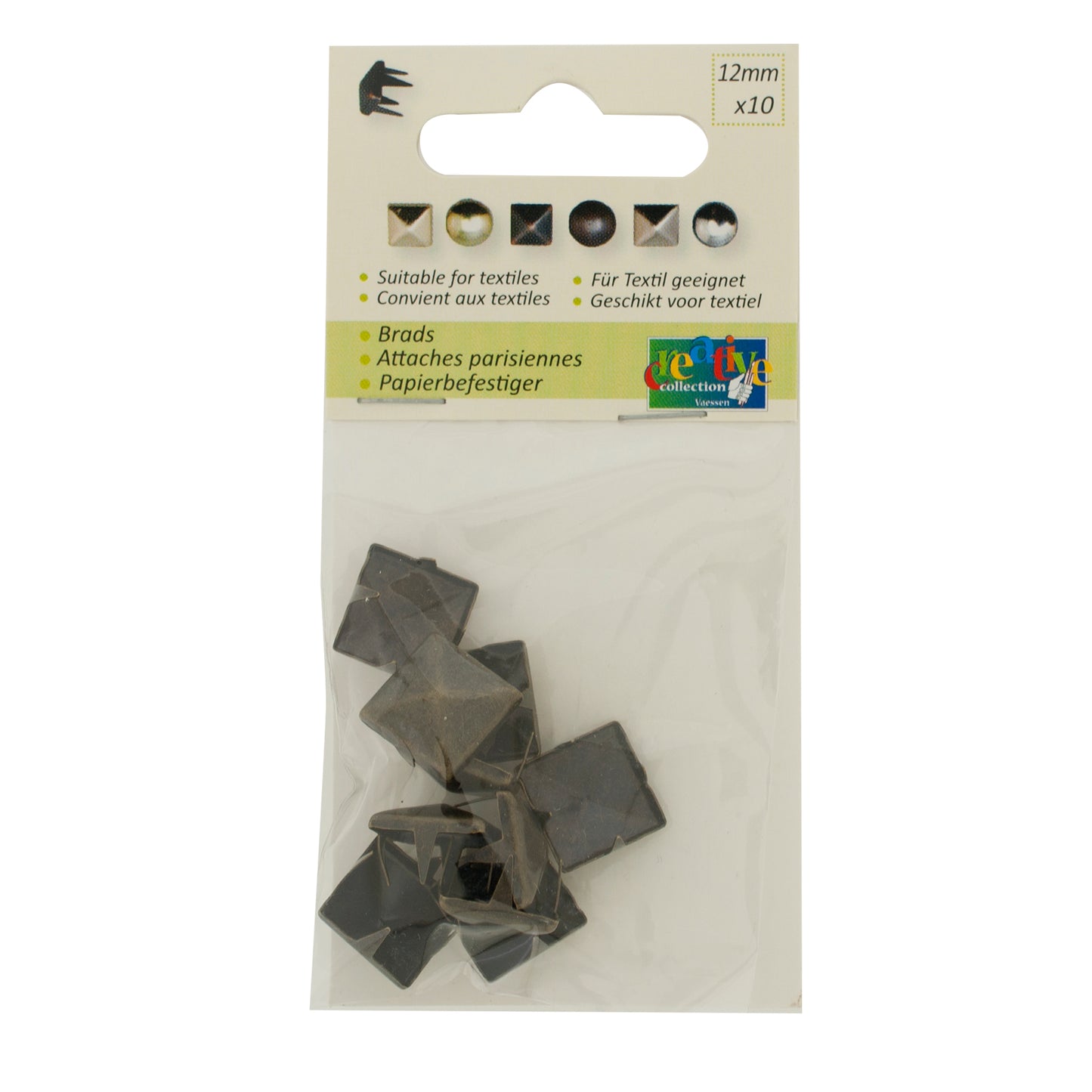 Vaessen creative • borchie quadrate 12x12mm 10pz bronzo
