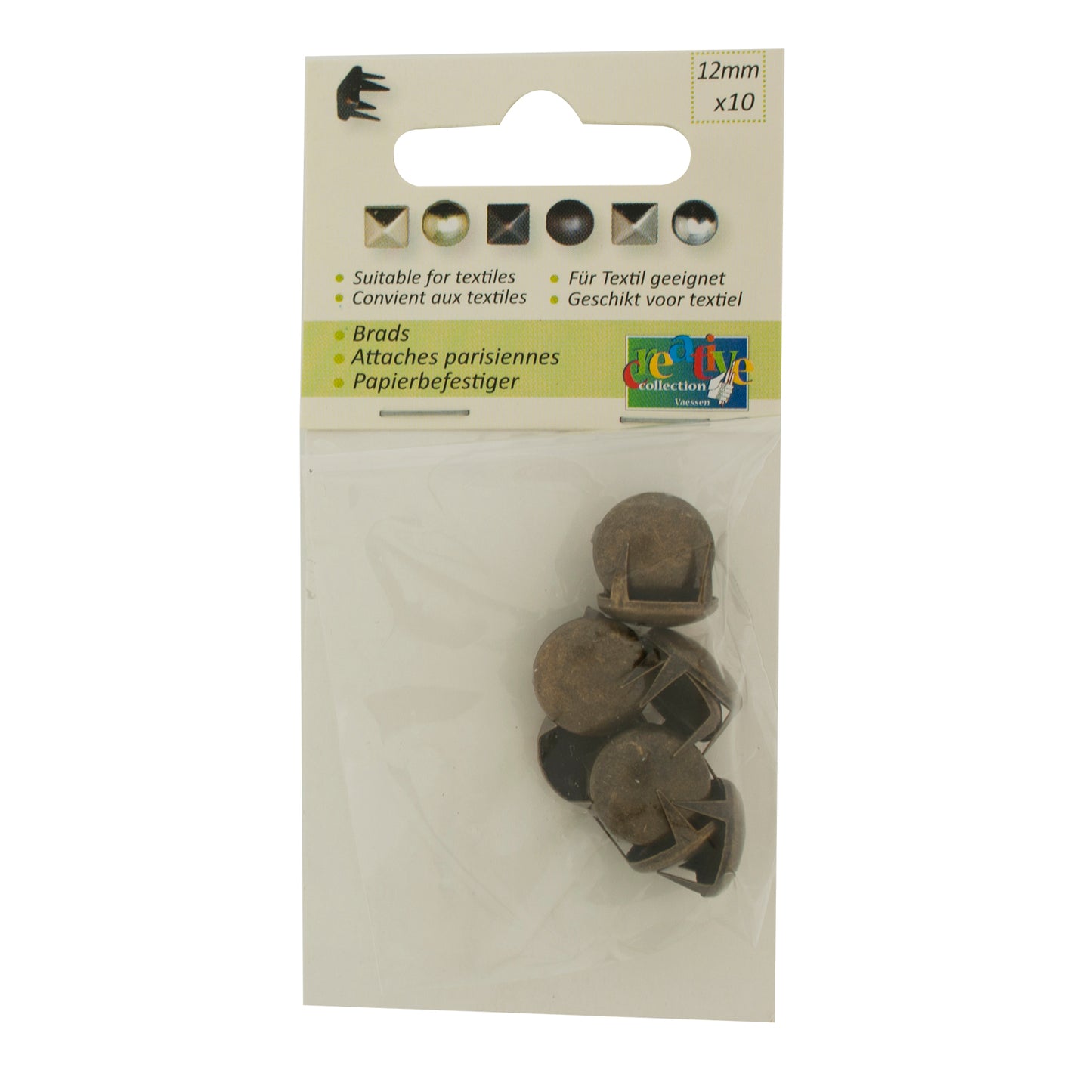 Vaessen creative • borchie rotonde 12 mm 10 pezzi bronzo