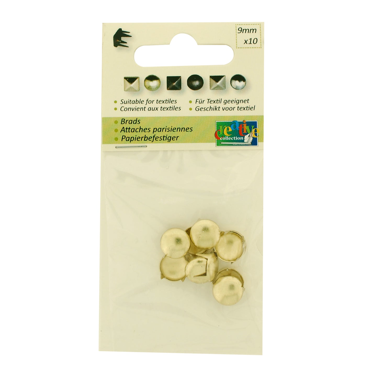 Vaessen creative • borchie rotonde 9 mm 10 pezzi oro