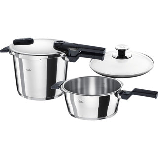 Juego de olla a presión Fissler vitaquick incl. Olla de 6l, cuba de 4,5l y tapa de cristal