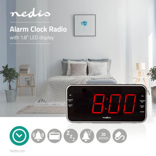 Radiosveglia digitale Nedis | schermo led | 1 ingresso audio da 3,5 mm | nero | 1 pezzo - clar004bk clar004bk