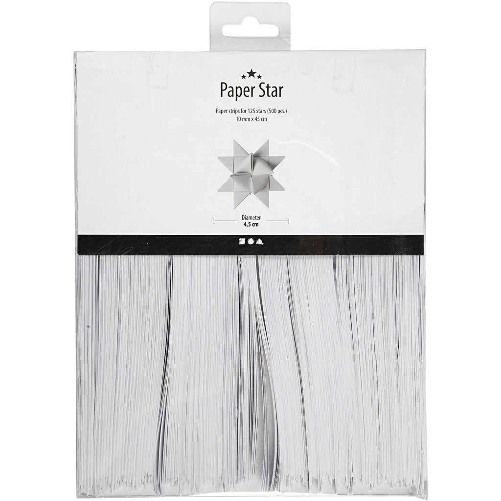 Fueras de trenza de Creativ Company, L: 45 cm, B: 10 mm, D 4.5 cm, blanco, 500 tiras 1 caja