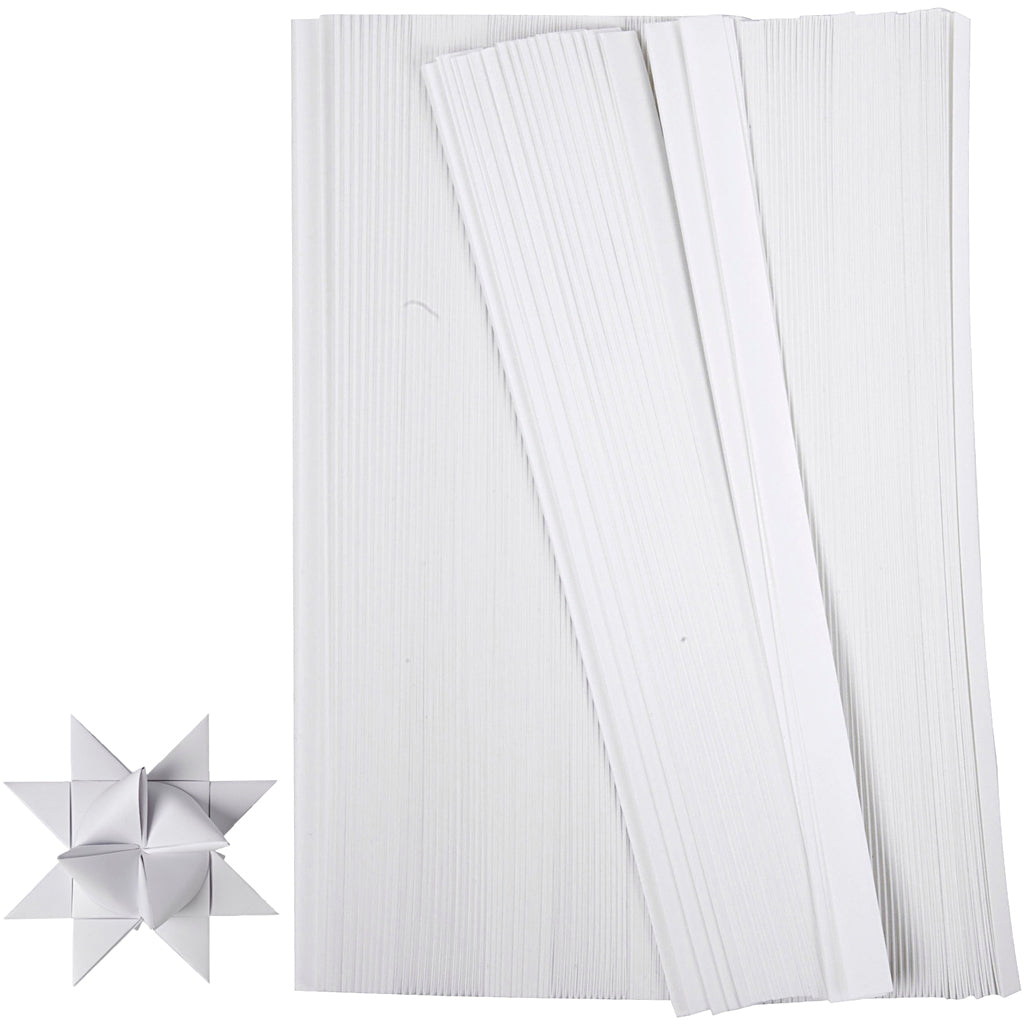 Strisce intrecciate Creative Company, l: 45 cm, l: 15 mm, d 6,5 cm, bianco, 500 strisce 1 scatola