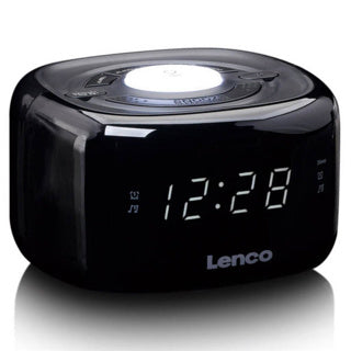 Radio de reloj de Lenco FM con lámpara nocturna