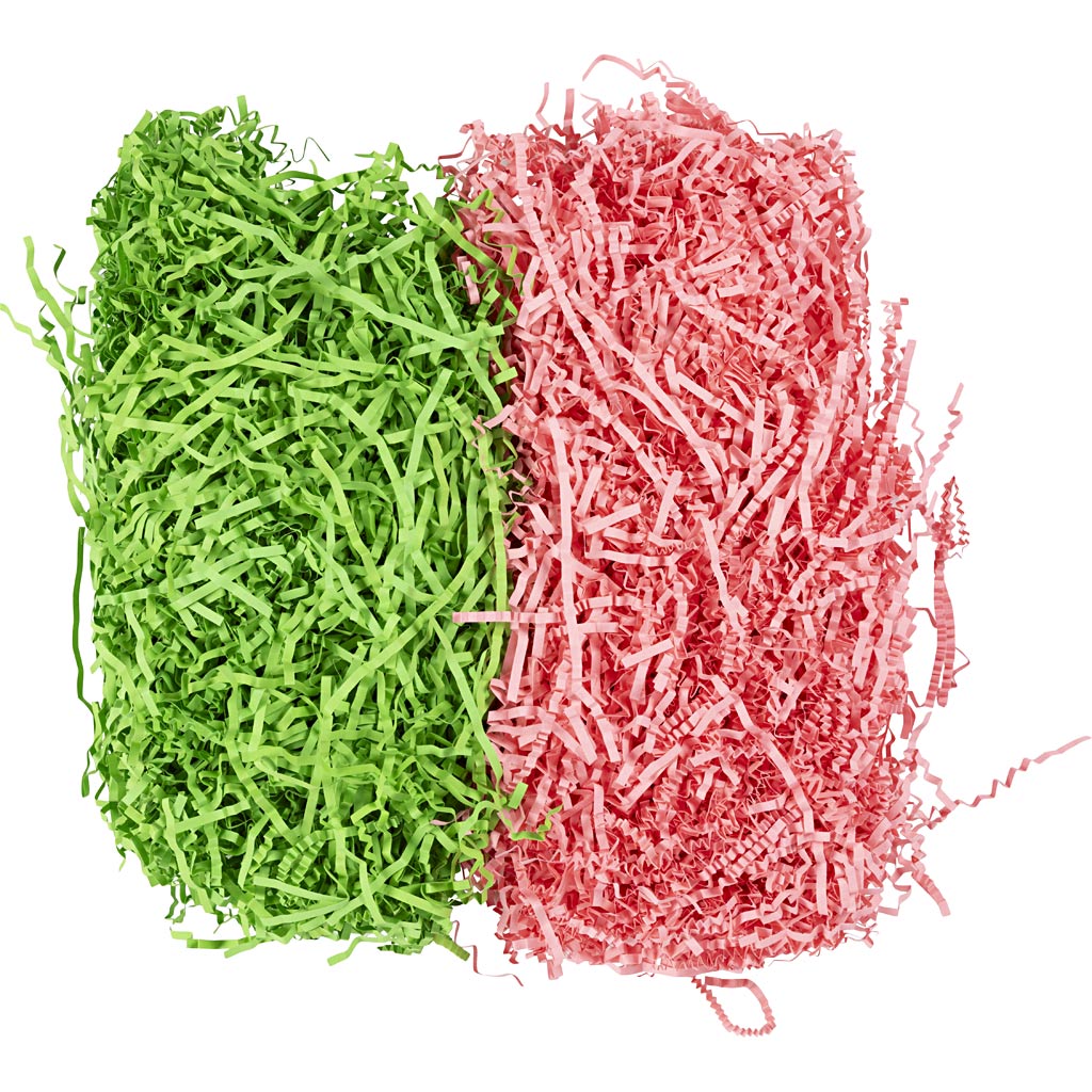 Carta stropicciata Creativ company, l: 25-30 cm, l: 3 mm, verde scuro, rosa, 2x50 g 1 scatola