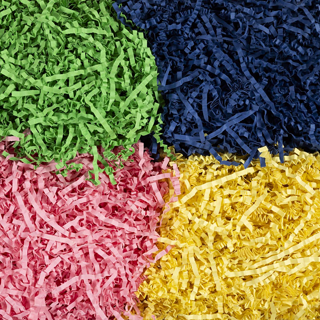 Carta stropicciata Creativ company, l: 25-30 cm, l: 3 mm, blu, verde scuro, rosa, giallo, 4x100 g 1 scatola
