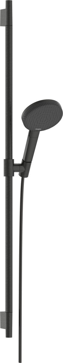 Hansgrohe raindancealive select s - set de ducha - ahorro de agua ecosmart - control de botón selecto - tamaño 125 mm - 3 funciones de chorro - cromo negro cepillado