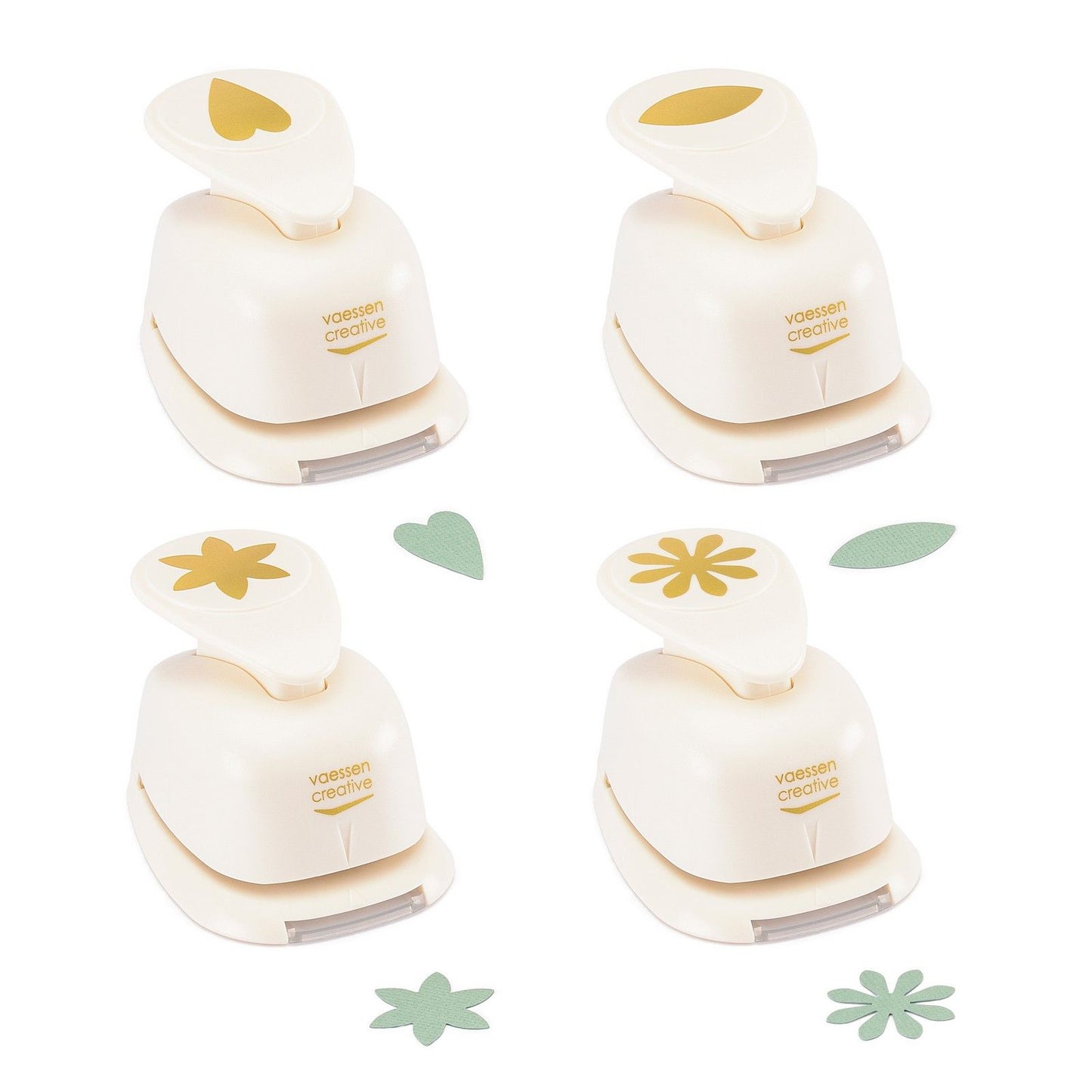 Vaessen creative • set di punzoni a forma di cuore, petali di fiori, 4 pz.