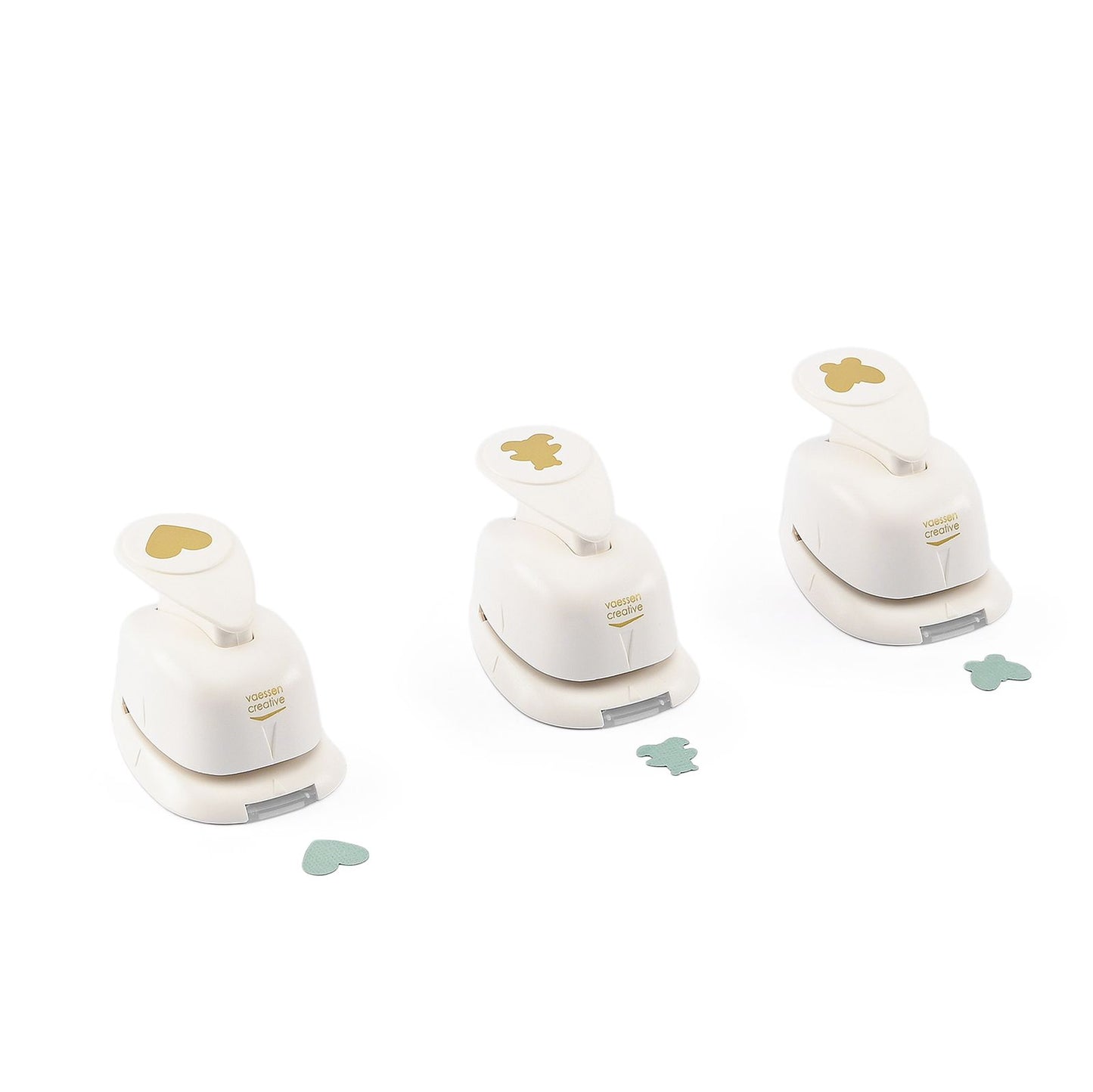 Vaessen creative • juego de punzones para figuras oso corazón mariposa pequeño 3 piezas