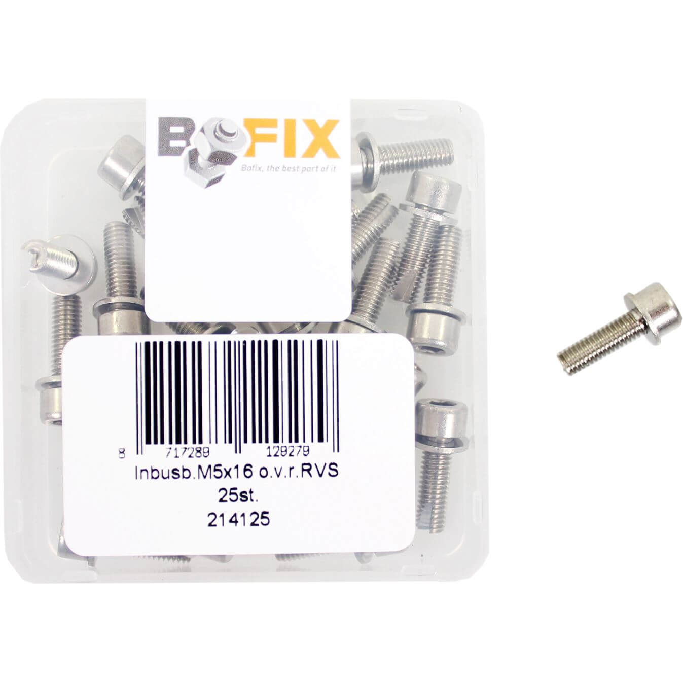 Bullone a brugola Bofix m5x16 o.v.r. (con rondella prigioniera) acciaio inox per 25