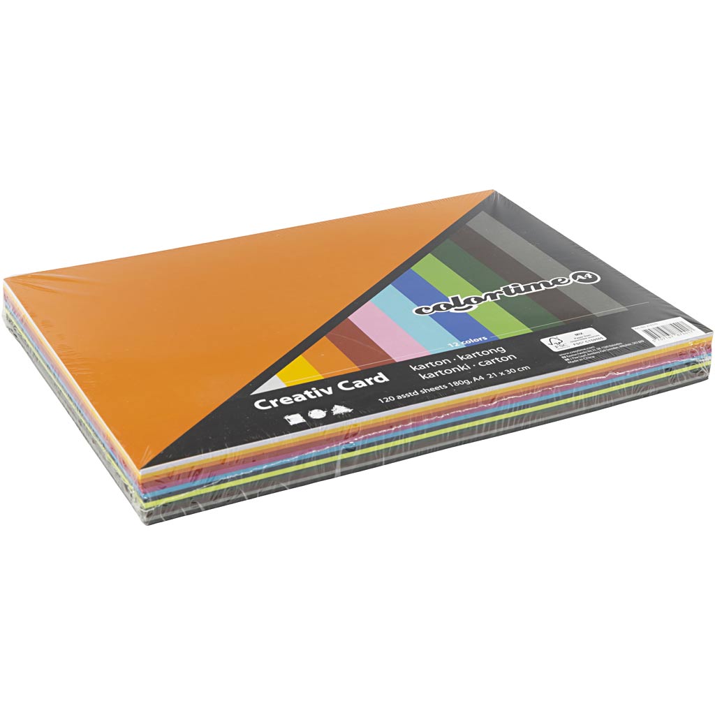 Creative Company Colored Cardboard A4, 12 x 10 fogli
