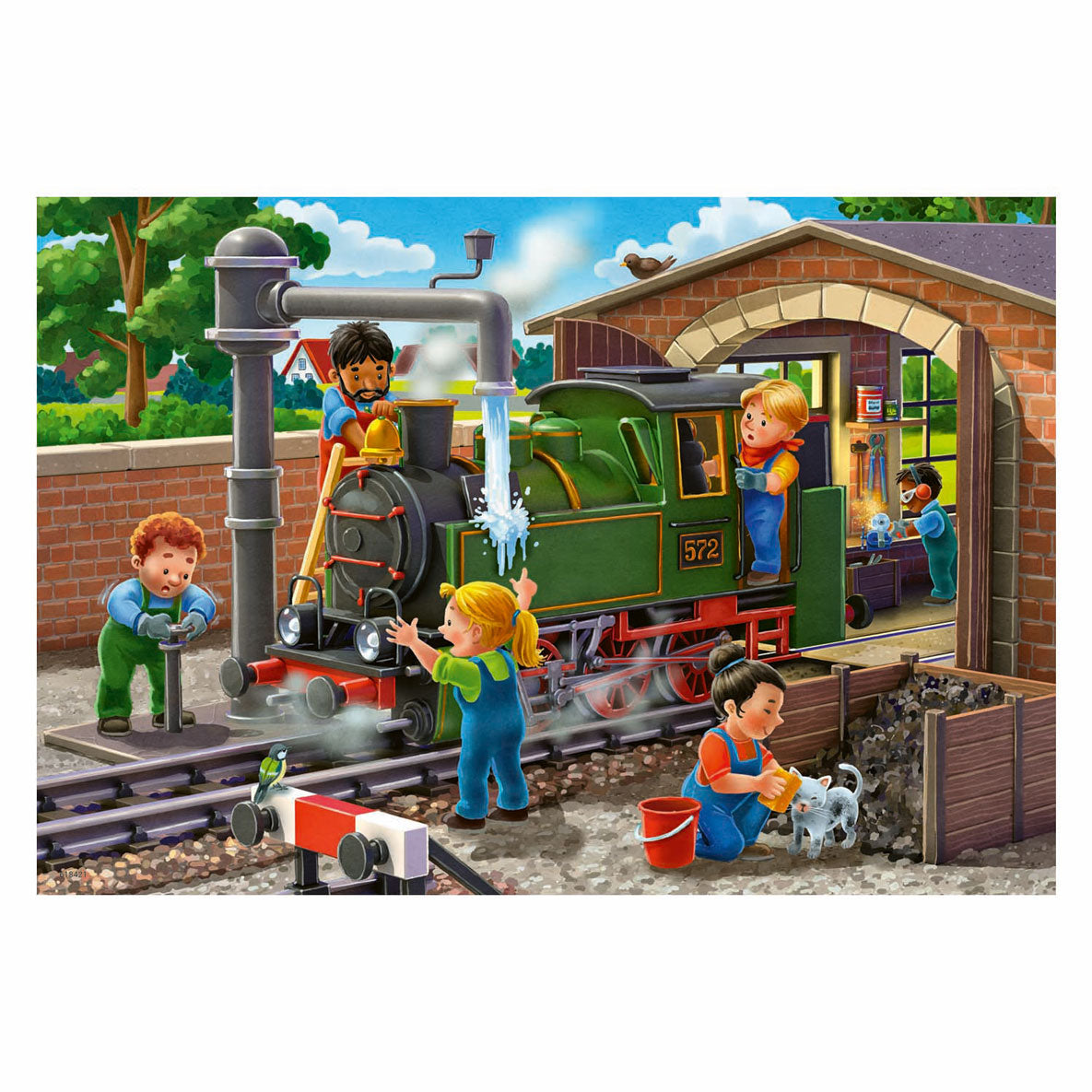 Aereo puzzle di ravensburger e riparazione del treno, 2x24st.