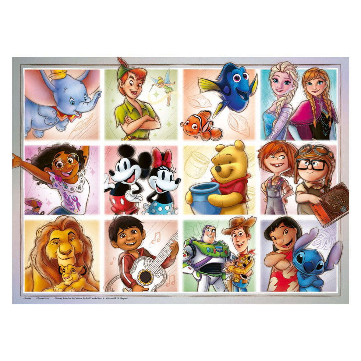 Ravensburger puzzel - disney multi character - 100 xxl stukjes