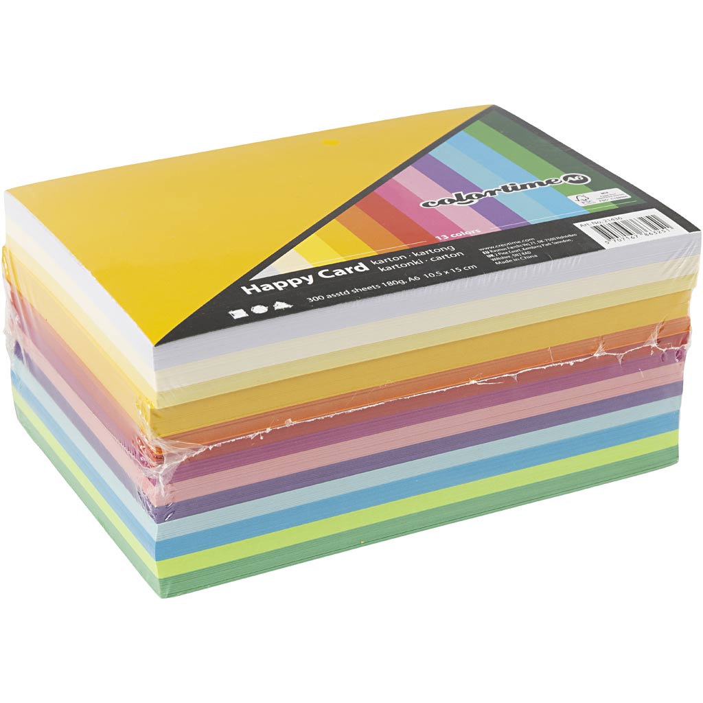 Cartoncino Colortime Spring, a6, foglio 105x148 mm, 180 gr, colori vari, 300 fogli vari 1 scatola