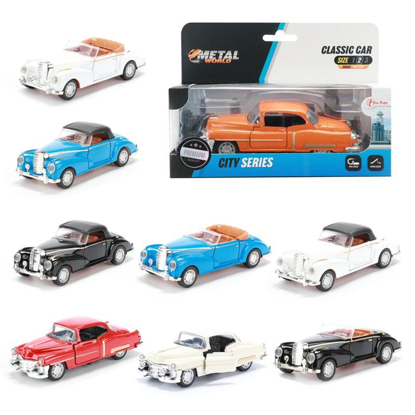 Toi-toys toi giocattoli pressofuso auto classica pullback