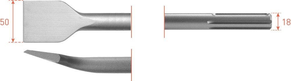 Scalpello per piastrelle Rotec sds max 50x300mm
