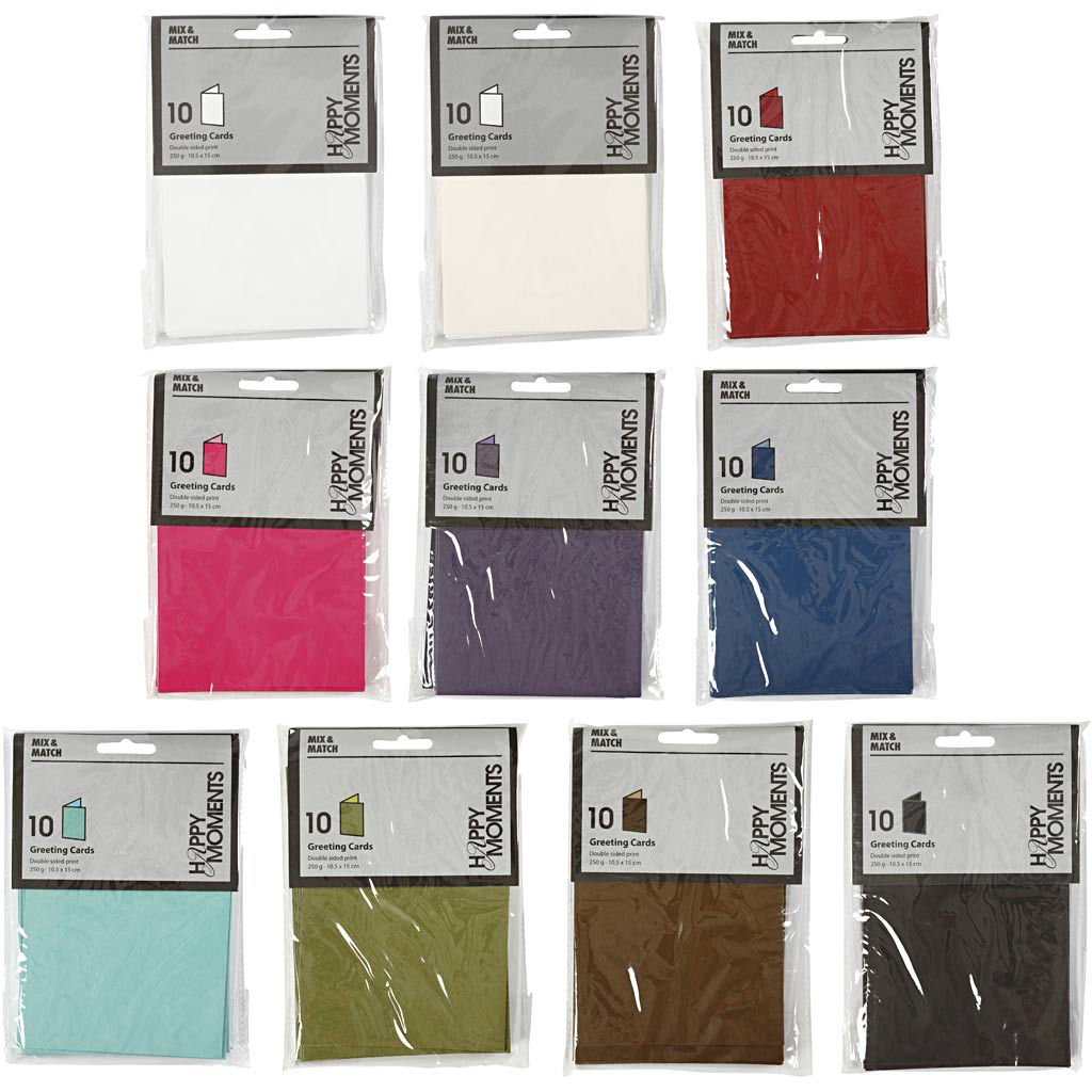 Tarjeta de empresa Creativ, tamaño tarjeta 10,5x15 cm, contenido puede variar, 250 gr, varios colores, 30 cajas 1 caja