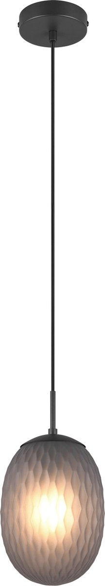 Trio facette - lampada a sospensione - nero opaco - escl. 1x e27 4 w - montaggio a soffitto - regolabile in altezza