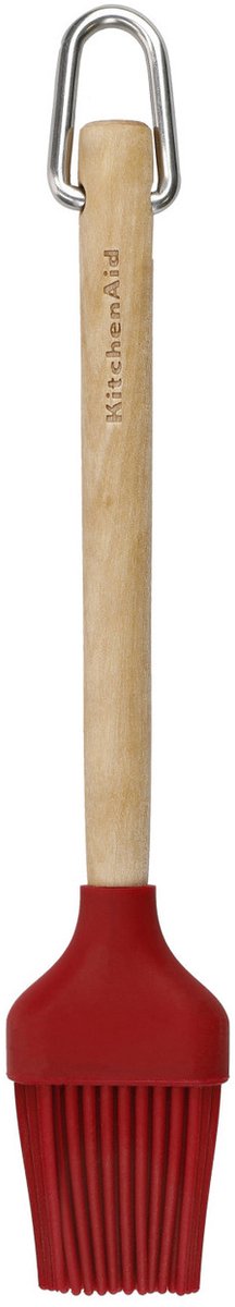 Cepillo para engrasar Kitchenaid, cepillo para hornear, 29 cm, silicona, bambú, rojo, resistente al calor -