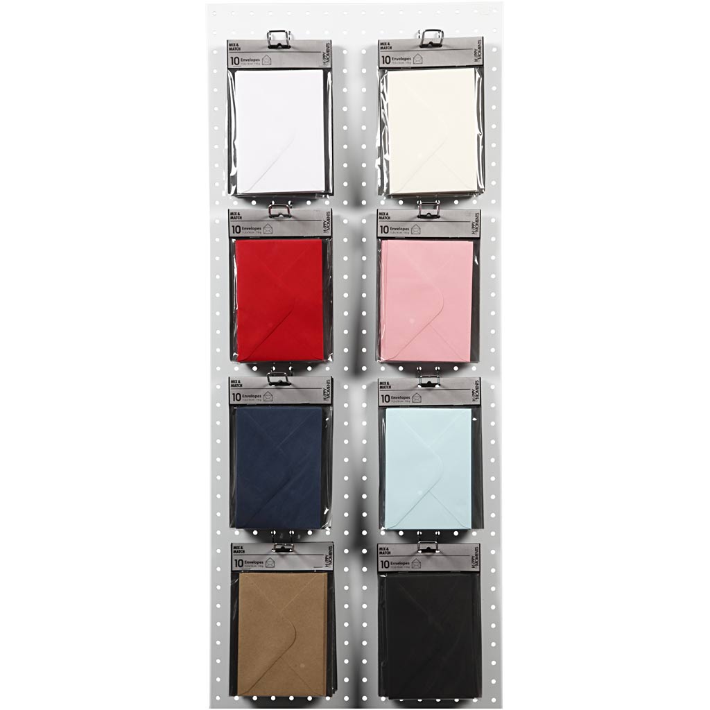 Buste aziendali Creativ, formato busta 11,5x16 cm, 110 gr, nero, blu, rosso, bianco, scatola 8x10 1 scatola